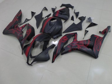 Matt Schwarzer roter Totenkopf mit Streifen Honda CBR 600 RR 07-08 Motorrad Verkleidungen