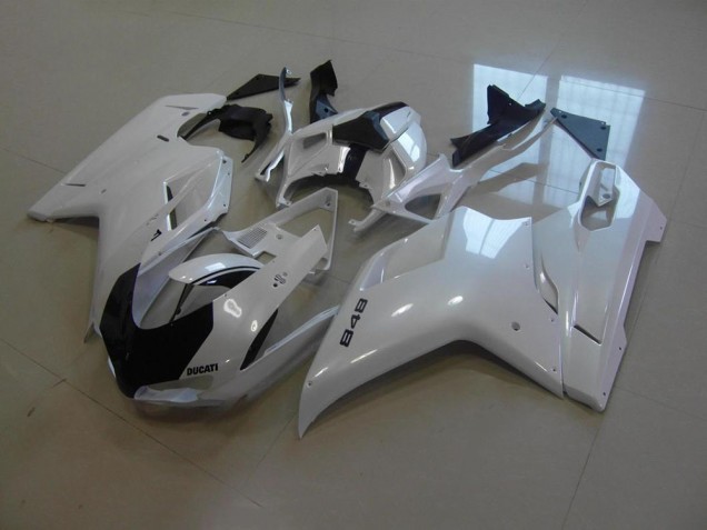 Perl Weiß Schwarz gestreift Ducati 848 1098 1198 07-14 Motorrad Verkleidungen Perl Weiß Schwarz gestreift Ducati 848 1098 1198 07-14 Motorrad Verkleidungen