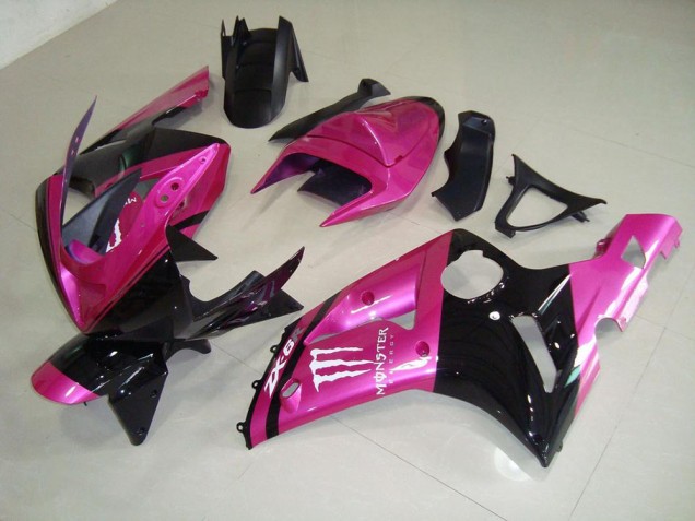 Rosa Schwarz Monster Kawasaki ZX6R 03-04 Motorrad Verkleidungen Rosa Schwarz Monster Kawasaki ZX6R 03-04 Motorrad Verkleidungen