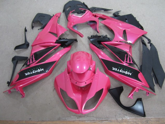 Rosa Schwarz Monster Kawasaki ZX6R 09-12 Motorrad Verkleidungen Rosa Schwarz Monster Kawasaki ZX6R 09-12 Motorrad Verkleidungen