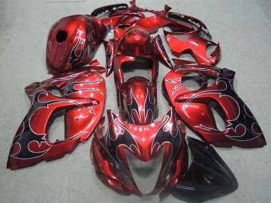 Rote Schwarz Flamme Suzuki GSXR 1300 Hayabusa 08-20 Motorrad Verkleidungen