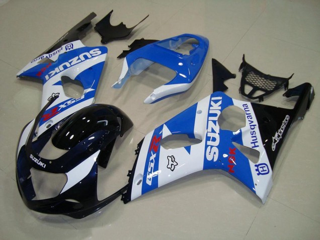 Schwarz Blau Weiß Suzuki GSXR 1000 K1 00-02 Motorrad Verkleidungen Schwarz Blau Weiß Suzuki GSXR 1000 K1 00-02 Motorrad Verkleidungen