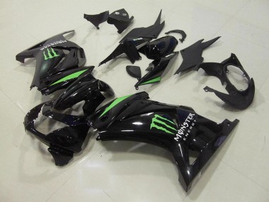 Schwarz Grün Monster Energie Kawasaki ZX 250R 08-12 Motorrad Verkleidungen