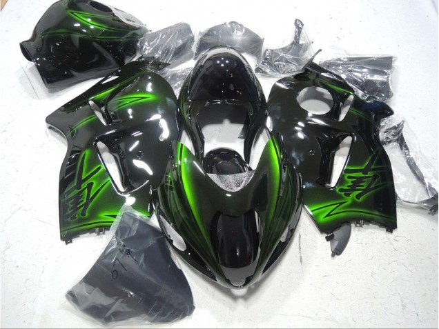 Schwarz Grün Suzuki GSXR 1300 Hayabusa 96-07 Motorrad Verkleidungen Schwarz Grün Suzuki GSXR 1300 Hayabusa 96-07 Motorrad Verkleidungen