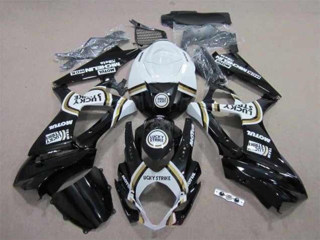 Schwarz Lucky Strike Weiß Motul Suzuki GSXR 1000 K7 07-08 Motorrad Verkleidungen Schwarz Lucky Strike Weiß Motul Suzuki GSXR 1000 K7 07-08 Motorrad Verkleidungen