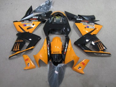 Schwarz Orange 3M Monster Kawasaki ZX10R 03-05 Motorrad Verkleidungen