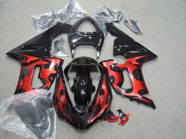 Schwarz Rot Kawasaki ZX6R 05-06 Motorrad Verkleidungen
