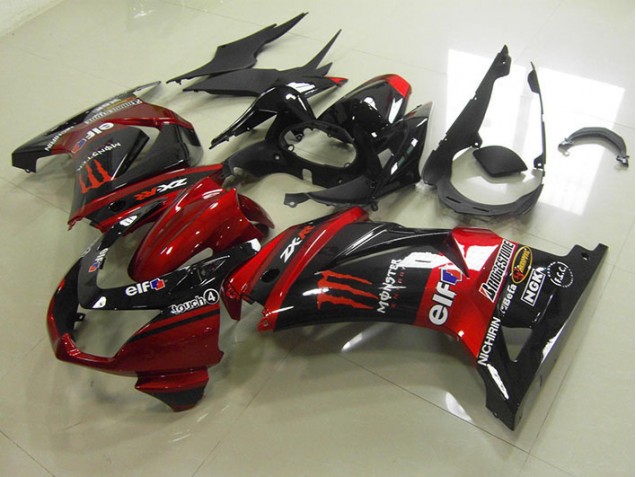 Schwarz Rot Monster Kawasaki ZX 250R 08-12 Motorrad Verkleidung Schwarz Rot Monster Kawasaki ZX 250R 08-12 Motorrad Verkleidung