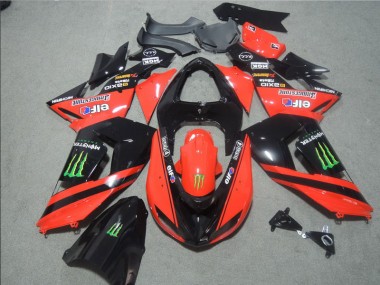 Schwarz Rote Touch4 Monster Kawasaki ZX10R 06-07 Motorrad Verkleidungen