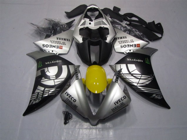 Schwarz Silber Iveco Yamalube Monster Yamaha R1 12-14 Motorrad Verkleidungen Schwarz Silber Iveco Yamalube Monster Yamaha R1 12-14 Motorrad Verkleidungen
