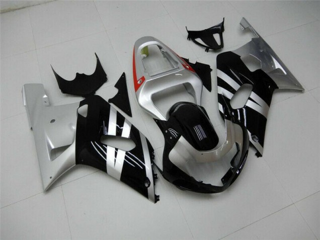 Schwarz Silber Suzuki GSXR 600 / 750 K1 K2 K3 01-03 Motorrad Verkleidungen Schwarz Silber Suzuki GSXR 600 / 750 K1 K2 K3 01-03 Motorrad Verkleidungen