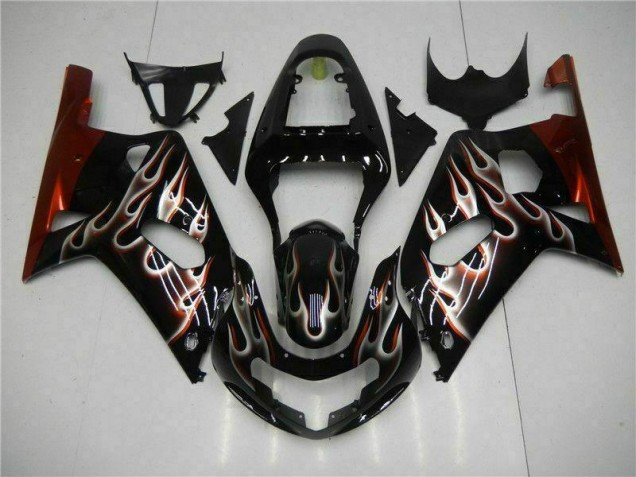 Schwarz Suzuki GSXR 600 / 750 K1 K2 K3 01-03 Motorrad Verkleidung Schwarz Suzuki GSXR 600 / 750 K1 K2 K3 01-03 Motorrad Verkleidung