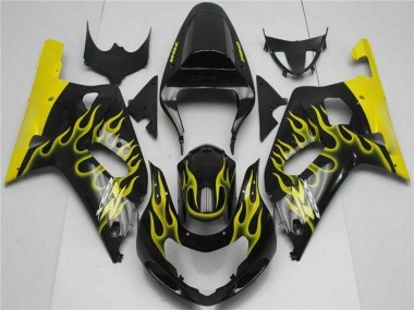 Schwarz Suzuki GSXR 600 / 750 K1 K2 K3 01-03 Motorrad Verkleidungen Komplett Sets