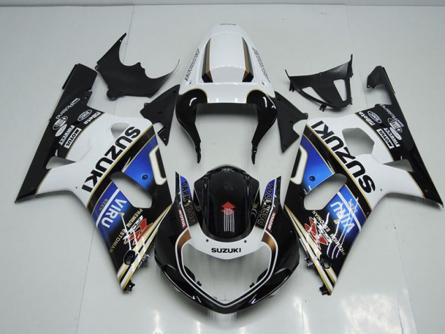Schwarz Weiß Blau Viru Suzuki GSXR 750 K1 K2 K3 01-03 Motorrad Verkleidungen Schwarz Weiß Blau Viru Suzuki GSXR 750 K1 K2 K3 01-03 Motorrad Verkleidungen