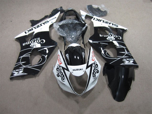 Schwarz Weiß Corona Extra Motul Suzuki GSXR 1000 K3 03-04 Motorrad Verkleidungen Schwarz Weiß Corona Extra Motul Suzuki GSXR 1000 K3 03-04 Motorrad Verkleidungen