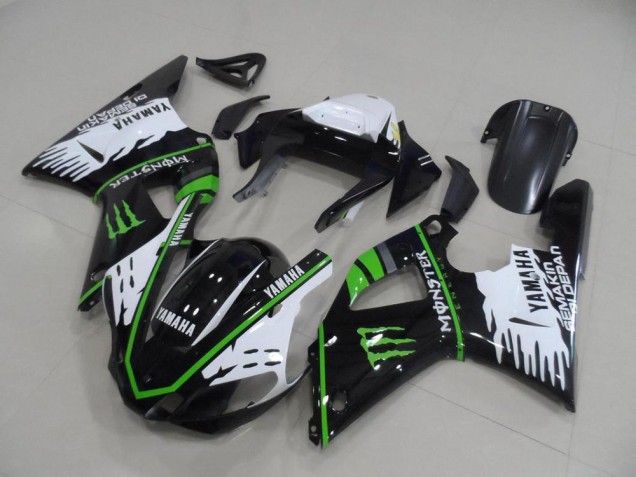Schwarz Weiß Grün Monster Yamaha R1 00-01 Motorrad Verkleidung Schwarz Weiß Grün Monster Yamaha R1 00-01 Motorrad Verkleidung