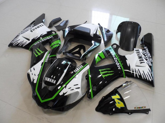 Schwarz Weiß Grün Monster Yamaha R1 00-01 Motorrad Verkleidungen
