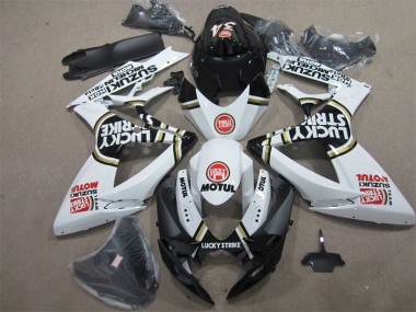 Schwarz Weiß Lucky Strike Motul Suzuki GSXR 600 K6 06-07 Motorrad Verkleidungen