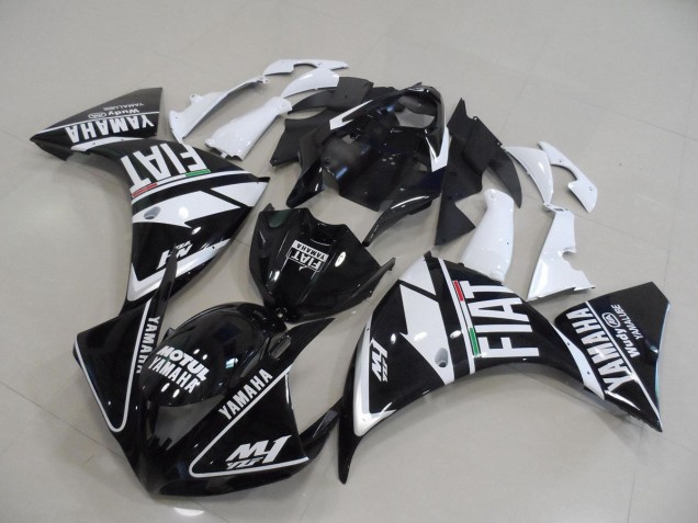 Schwarz Weißer Fiat Yamaha R1 12-14 Motorrad Verkleidung Schwarz Weißer Fiat Yamaha R1 12-14 Motorrad Verkleidung