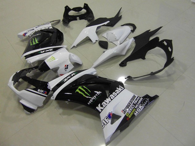 Schwarz Weißes Monster Kawasaki ZX 250R 08-12 Motorrad Verkleidung Schwarz Weißes Monster Kawasaki ZX 250R 08-12 Motorrad Verkleidung