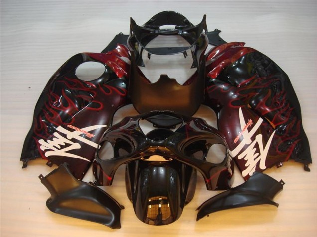 Schwarz rote Flamme Suzuki GSXR 1300 Hayabusa 96-07 Motorrad Verkleidung Schwarz rote Flamme Suzuki GSXR 1300 Hayabusa 96-07 Motorrad Verkleidung