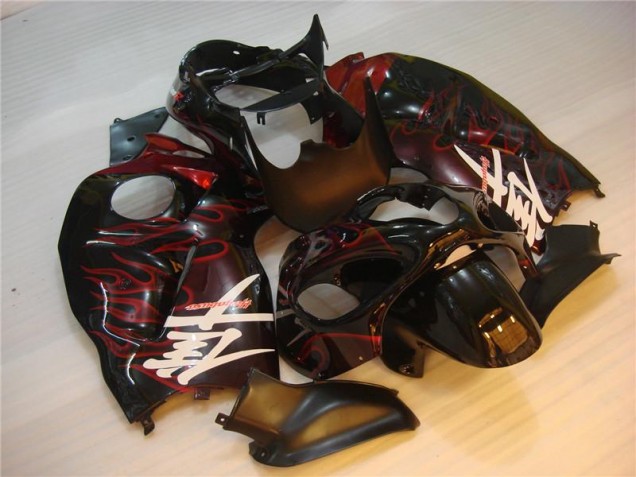 Schwarz rote Flamme Suzuki GSXR 1300 Hayabusa 96-07 Motorrad Verkleidung Schwarz rote Flamme Suzuki GSXR 1300 Hayabusa 96-07 Motorrad Verkleidung
