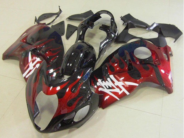 Schwarz rote Flamme Suzuki GSXR 1300 Hayabusa 96-07 Motorrad Verkleidungen Schwarz rote Flamme Suzuki GSXR 1300 Hayabusa 96-07 Motorrad Verkleidungen