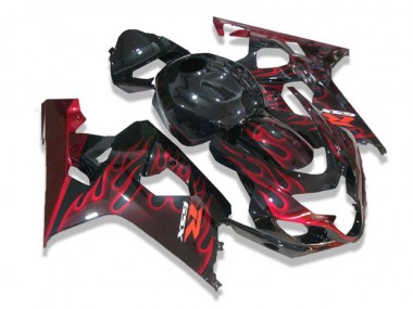 Schwarz rote Flammen Suzuki GSXR 600 / 750 K4 04-05 Motorrad Verkleidungen