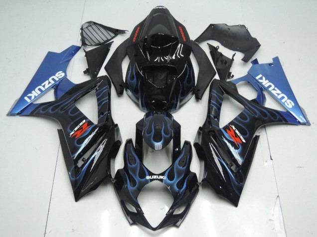 Schwarze Blau Flamme Suzuki GSXR 1000 K7 07-08 Motorrad Verkleidungen Schwarze Blau Flamme Suzuki GSXR 1000 K7 07-08 Motorrad Verkleidungen