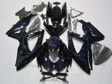 Schwarze Blau Flamme Suzuki GSXR 600 K8 08-10 Motorrad Verkleidungen