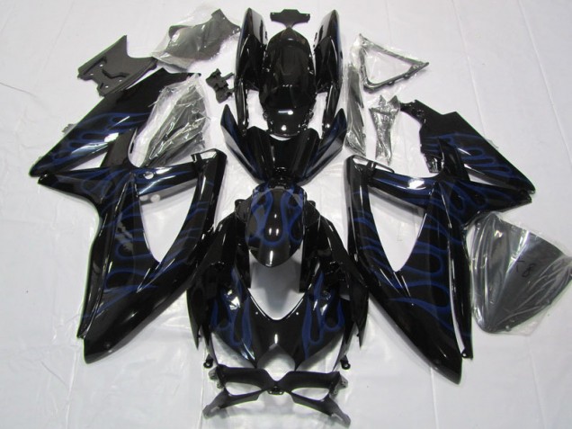 Schwarze Blau Flamme Suzuki GSXR 600 K8 08-10 Motorrad Verkleidungen Schwarze Blau Flamme Suzuki GSXR 600 K8 08-10 Motorrad Verkleidungen