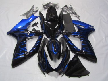 Schwarze Blau Flamme Suzuki GSXR 750 K6 06-07 Motorrad Verkleidungen