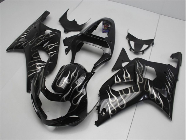 Schwarze Weiße Flamme Suzuki GSXR 600 / 750 K1 K2 K3 01-03 Motorrad Verkleidungen