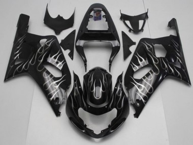 Schwarze Weiße Flamme Suzuki GSXR 600 / 750 K1 K2 K3 01-03 Motorrad Verkleidungen