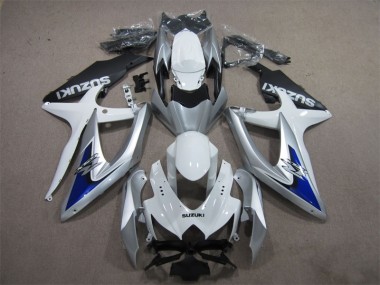 Silber Blau Weiß Suzuki GSXR 600 K8 08-10 Motorrad Verkleidungen