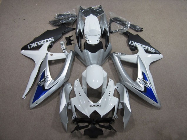 Silber Blau Weiß Suzuki GSXR 600 K8 08-10 Motorrad Verkleidungen Silber Blau Weiß Suzuki GSXR 600 K8 08-10 Motorrad Verkleidungen