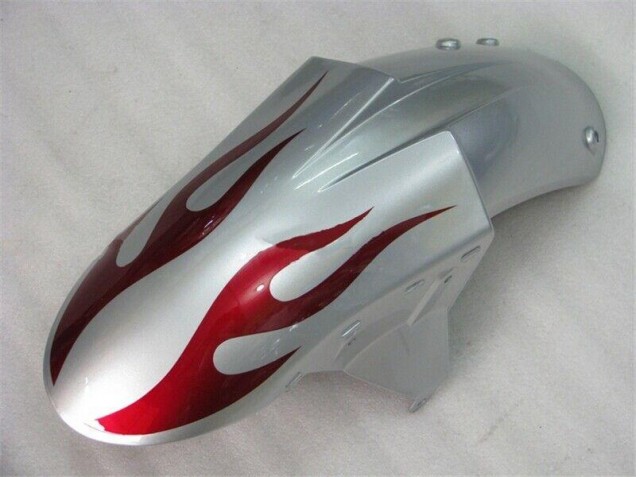 Silber Rot Flammen Kawasaki ZX6R 05-06 Motorrad Verkleidungen