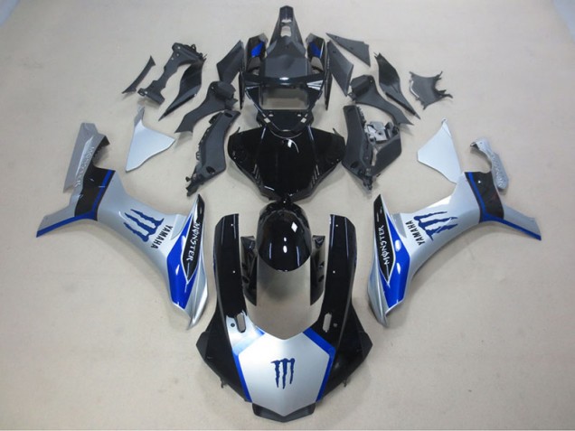 Silber Schwarz Blau Monster Yamaha R1 15-19 Motorrad Verkleidungen