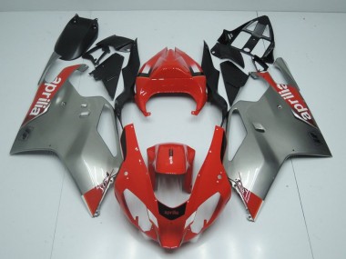 Silber Und Rot Aprilia RSV 1000 03-06 Motorrad Verkleidungen