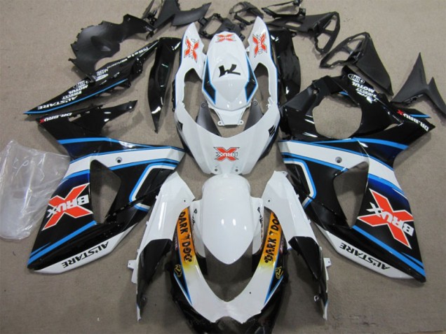 Weiß Blau Brux Dunkel Hund Suzuki GSXR 1000 K9 09-16 Motorrad Verkleidungen Weiß Blau Brux Dunkel Hund Suzuki GSXR 1000 K9 09-16 Motorrad Verkleidungen