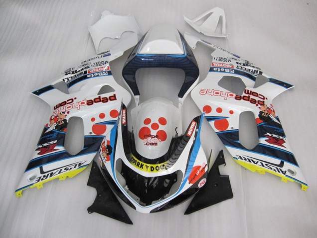 Weiß Blau Dunkel Hund Suzuki GSXR 600 K1 K2 K3 01-03 Motorrad Verkleidungen