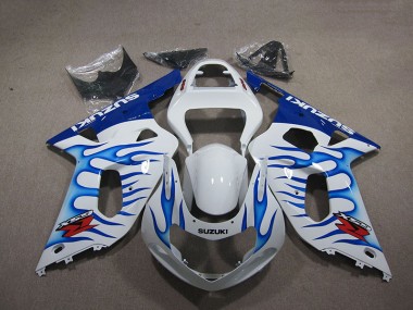 Weiß Blau Flamme Suzuki GSXR 750 K1 K2 K3 01-03 Motorrad Verkleidungen