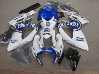 Weiß Blau Lucky Strike Motul Suzuki GSXR 600 K6 06-07 Motorrad Verkleidungen