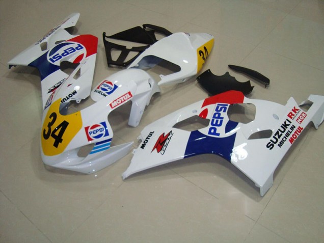 Weiß Blau Pepsi 34 Suzuki GSXR 750 K4 04-05 Motorrad Verkleidungen Weiß Blau Pepsi 34 Suzuki GSXR 750 K4 04-05 Motorrad Verkleidungen