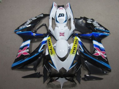 Weiß Dunkel Hund 07 Suzuki GSXR 600 K8 08-10 Motorrad Verkleidungen