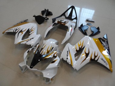 Weiß Gold Schwarz Flamme Honda VFR 800 02-13 Motorrad Verkleidungen