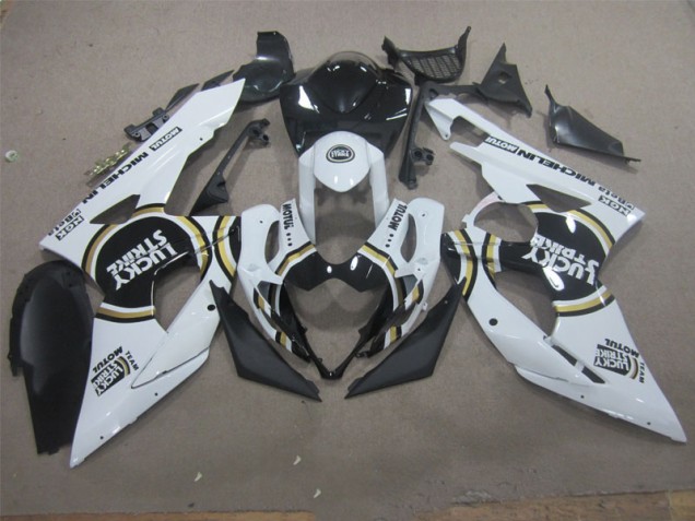 Weiß Lucky Strike Schwarz Motul Suzuki GSXR 1000 K5 05-06 Motorrad Verkleidungen Weiß Lucky Strike Schwarz Motul Suzuki GSXR 1000 K5 05-06 Motorrad Verkleidungen