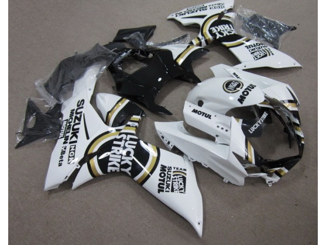 Weiß Lucky Strike Schwarz Motul Suzuki GSXR 600 K11 11-24 Motorrad Verkleidung Weiß Lucky Strike Schwarz Motul Suzuki GSXR 600 K11 11-24 Motorrad Verkleidung