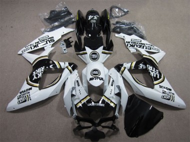 Weiß Lucky Strike Schwarz Motul Suzuki GSXR 600 K8 08-10 Motorrad Verkleidungen