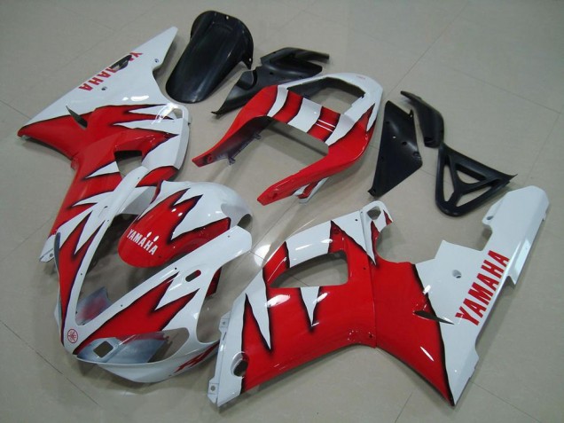 Weiß Rot Flamme Yamaha R1 00-01 Motorrad Verkleidungen Weiß Rot Flamme Yamaha R1 00-01 Motorrad Verkleidungen